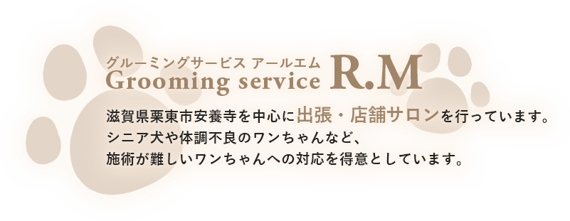 滋賀県栗東市安養寺を中心に出張トリミングサービスを行っています。シニア犬や体調不良のワンちゃんなど、施術が難しいワンちゃんへの対応を得意としています。